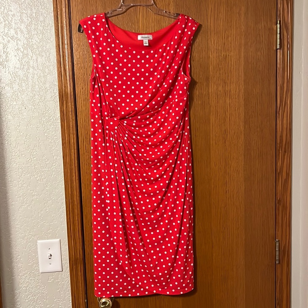Orange polka dot knee length dress